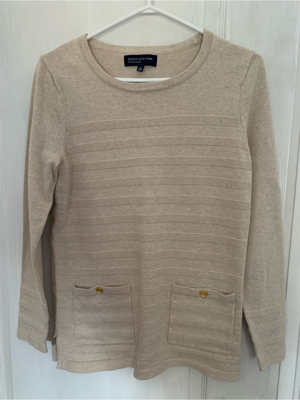 Jones New York Signature Neutral Beige Knit Top